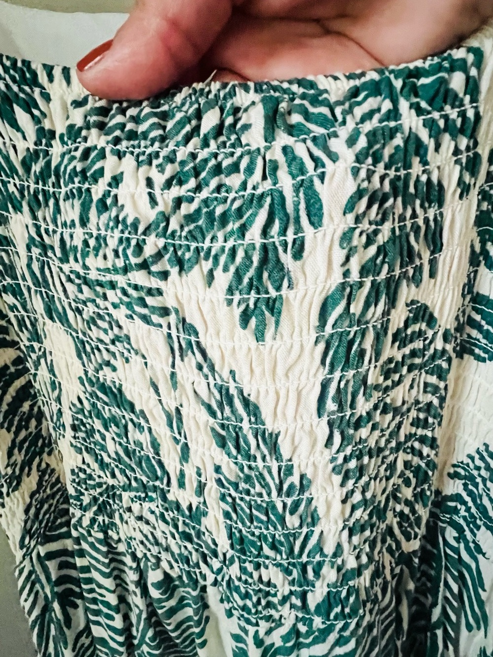 Luxology Cream Jumpsuit with Green Tropical Leaf Print - Picture 7 of 7